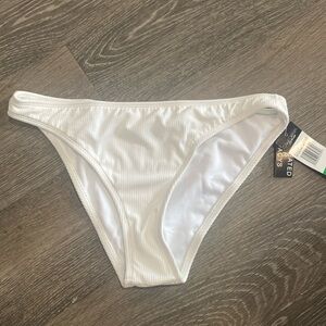 California Waves White Ribbed Bikini Bottoms Swimsuit Separates 4/25 Large New
